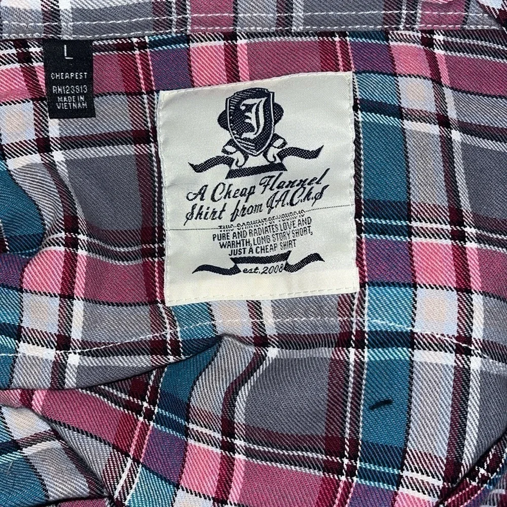 Jachs Just a Cheap Shirt Western Long Sleeve Plaid Cotton Pockets Size L